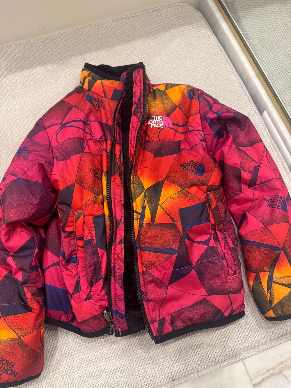 The North Face Kids Geometric Pink & Orange Insulated Puffer Jacket